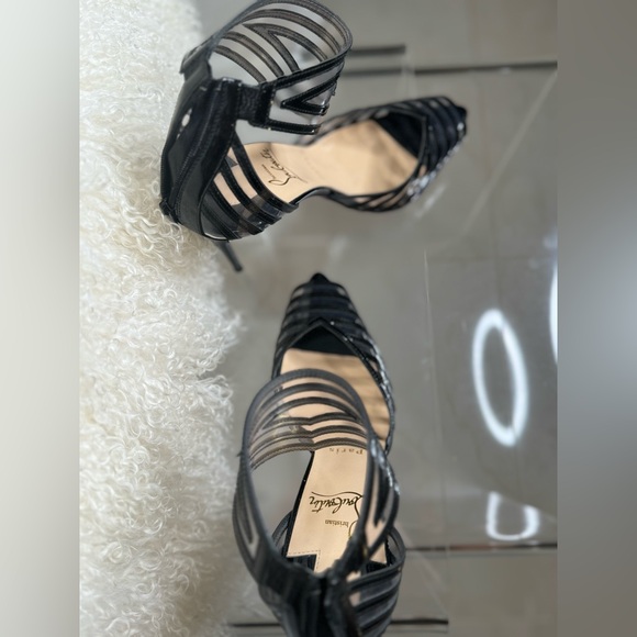 Christian Louboutin Maratena Black Pvc Ankle Strap Sandal - Picture 10 of 13